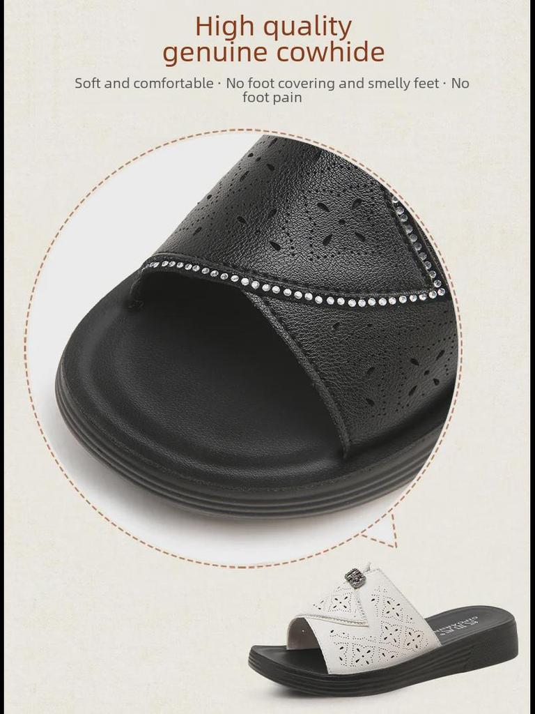 2025 Sommer Damen rutschfeste Sandalen mit weicher Sohle für mittleres Alter und ältere Menschen