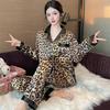 Otoño Nuevo Sexy Estampado de Leopardo Pijama Ropa de Dormir Traje Damas Manga Larga Moda Cómodo Traje Ropa de Dormir Puede Ser Exterior