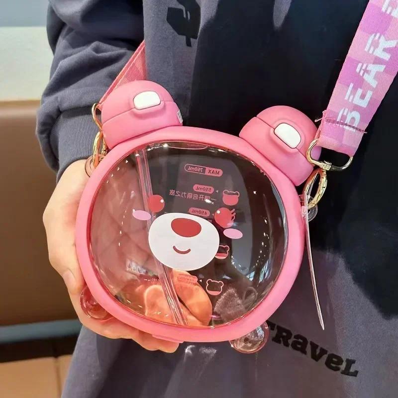 

750MLCute Bear Чайник соломенная чашка для воды Летняя соломенная бутылка из тритана Пластиковая соломенная чашка для питья Kawaii Детская чашка для воды для школы 750ml