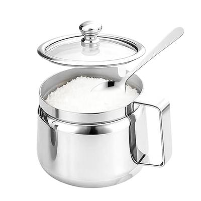 Azucarero 500ml Olla de Almacenamiento de Acero Inoxidable Recipiente para Condimentos Con Tapa y Cuchara Para Cocina Té Azúcar Sal Aceite Condimento