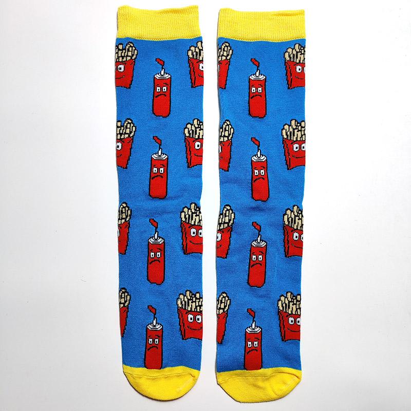 Men Socks Letter Stripe Star Goddess of Liberty Eagle Pattern Couple Socks Gourmet Burger Sandwich Pizza Funny Cotton Socks