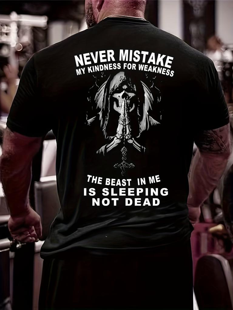 Large Size Summer Men's Letter Printed Casual Handsome Round Neck Short Sleeved 100% Pure Cotton Daily Vacation T-shirt