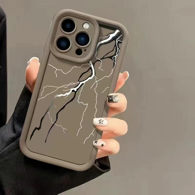 Creative Black and White Lightning for Iphone17pro Mobile Phone Case Apple 15/14/13 Promax New 16e12