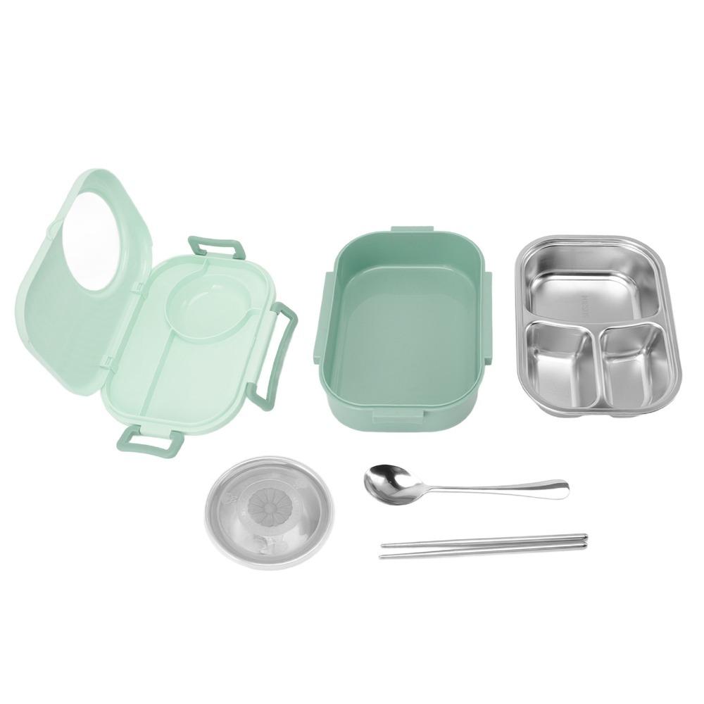 304 Stainless Steel Lunch Storage Container 3 Compartment Double Layer Container For Office