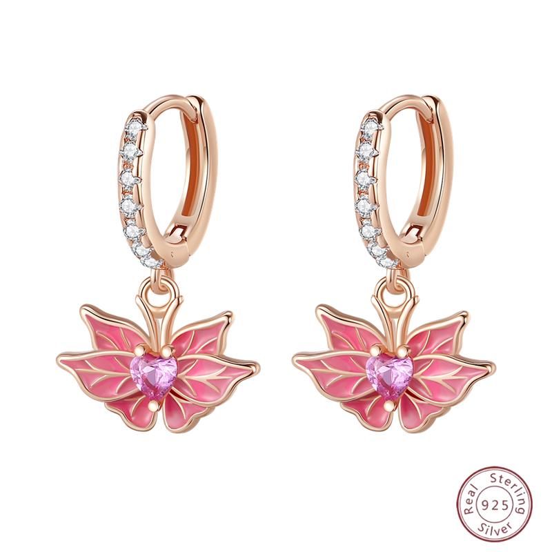 Sweet 925 Silver Ladybug Butterfly Dragonfly Iris Flower Design Earrings Fit Wedding Parties Exquisite Jewelry