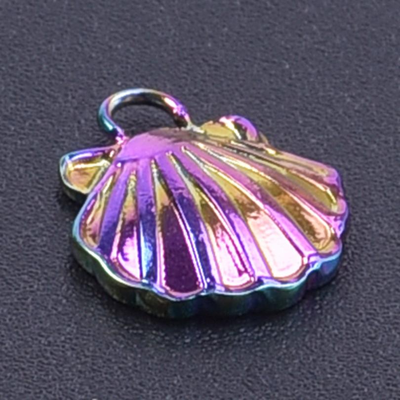 5pcs Color Chameleon Fish Tail Pendant Stainless Steel Charm Diy Jewelry Making Supplies Woman Shell Necklace Charms Accessories