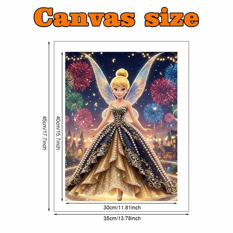Disney Pearl Painting Set Tinker Bells Dazzling Appearance At The Castle Fireworks Night Sparkling Painting Crafts Home Wall Decoration Handmade Gift