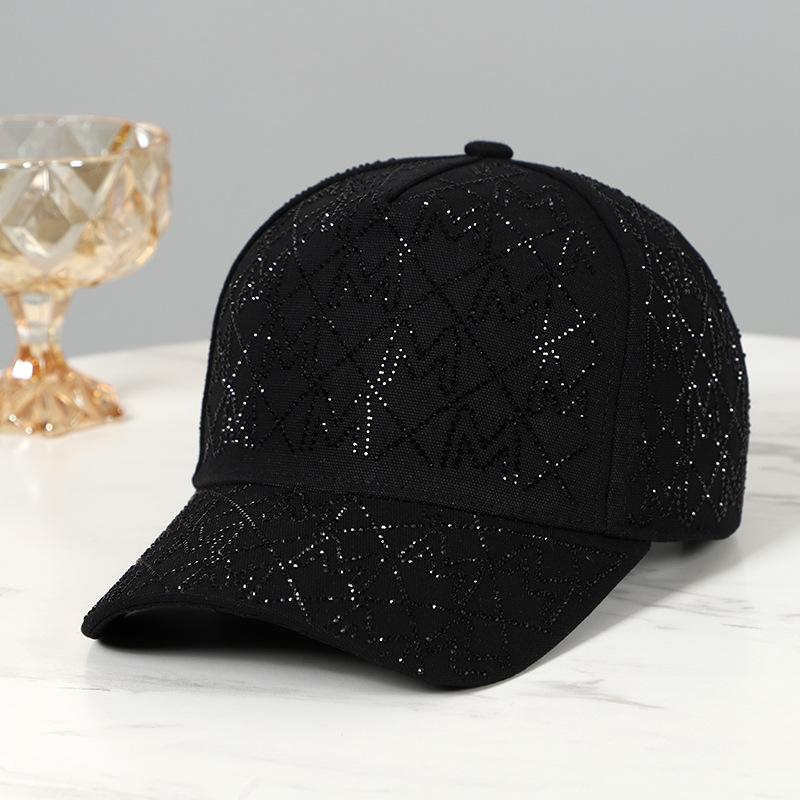 2023 Spring New Women Rhinestone Letter M Baseball Caps Adjustable Hip Hop Fashion Shiny Hats Outdoor Travel All-match Caps