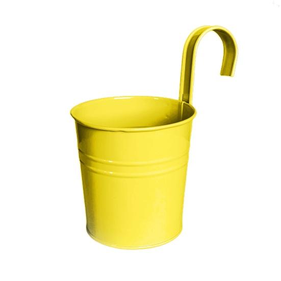 Medoc Hanging Metalen Planter Bloempot met Afneembare Haak Drainagegat Balkon Tuinhek Plantenbak Small geel