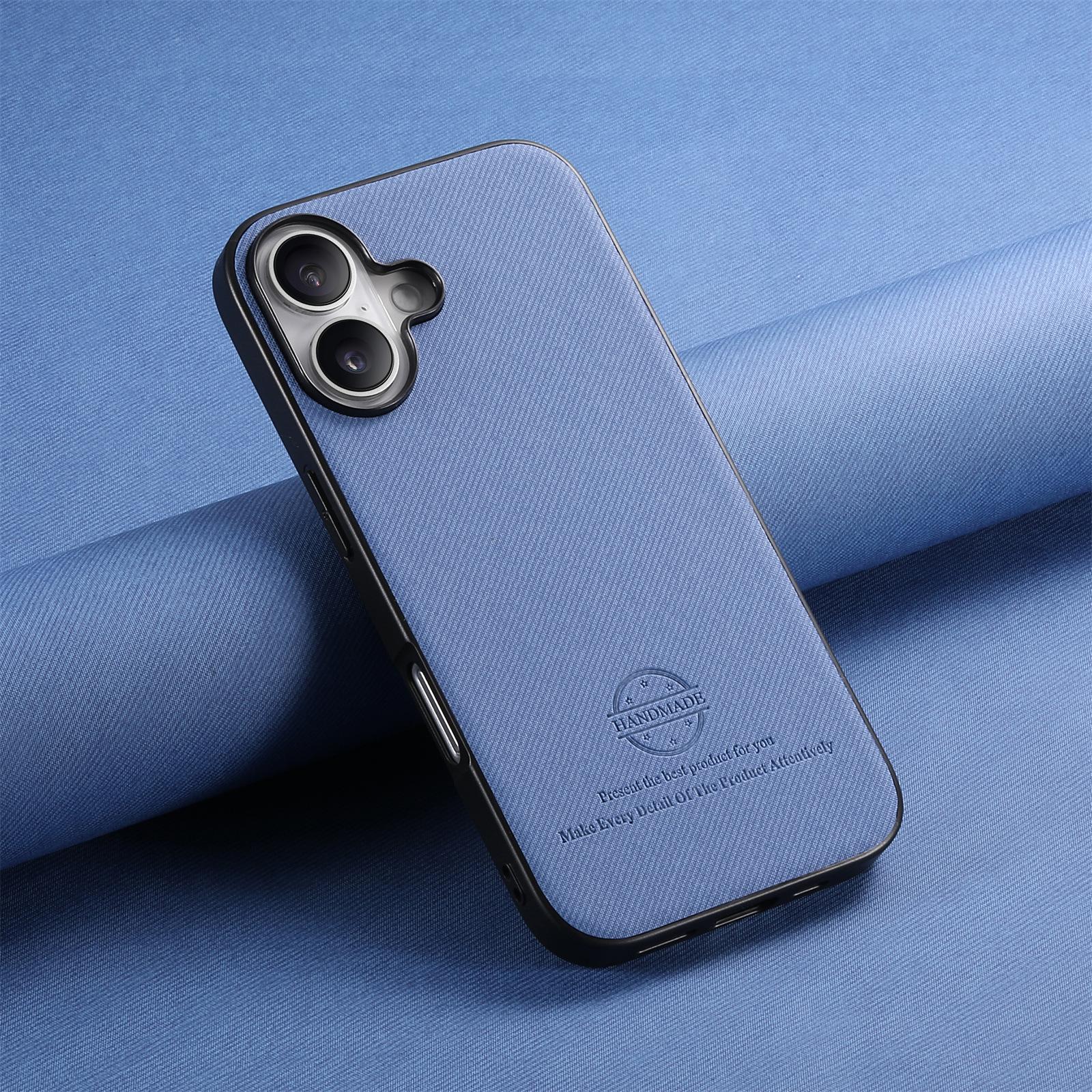 

Подходит для iPhone16 Pro Чехол для мобильного телефона Универсальный косой тканевый узор с защитой от падения Простой защитный чехол для Apple 15 Pro Max Remarks for other models синий