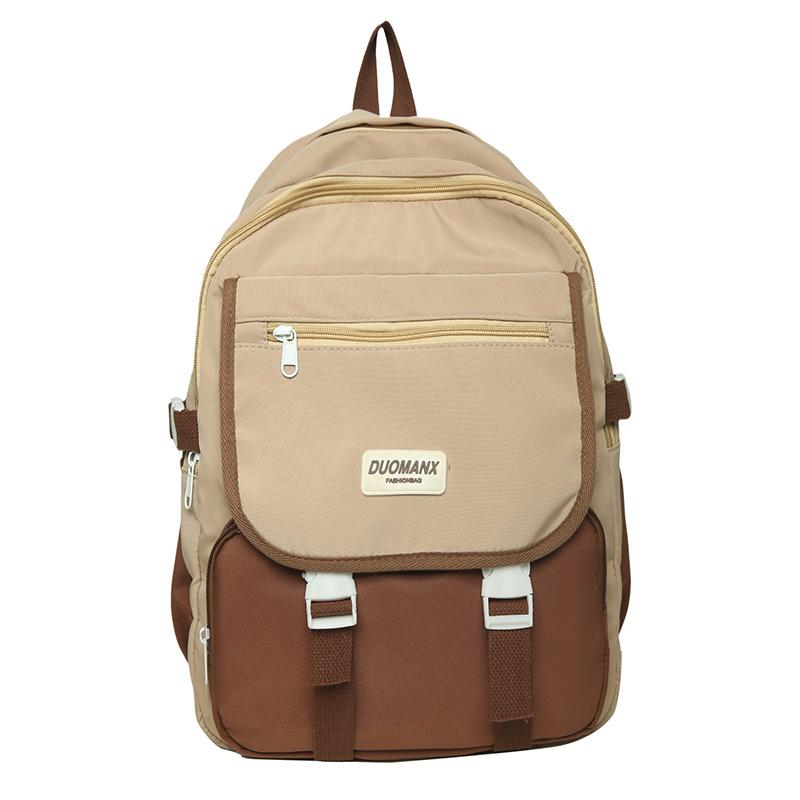 

Цветной школьный рюкзак для девочек, учениц средней и старшей школы, модный и простой рюкзак, рюкзак большой вместимости With pendant коричневый