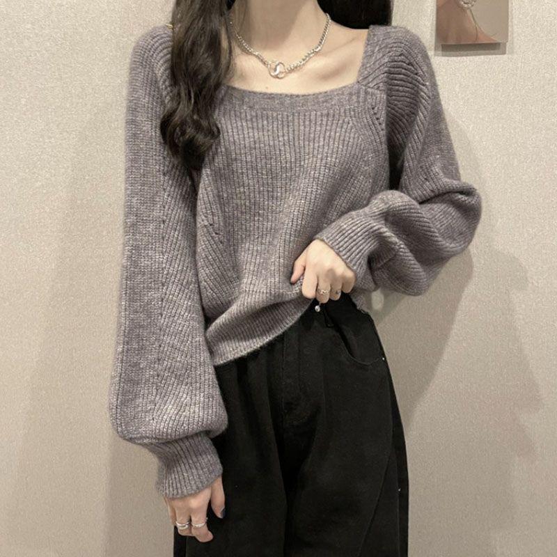 

Женский вязаный свитер с рукавами-фонариками в европейском стиле One Size