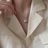 Korean Inspired Sweetheart Double Layer Necklace - Retro Peach Heart Clavicle and Creative Sweater Chain for Women