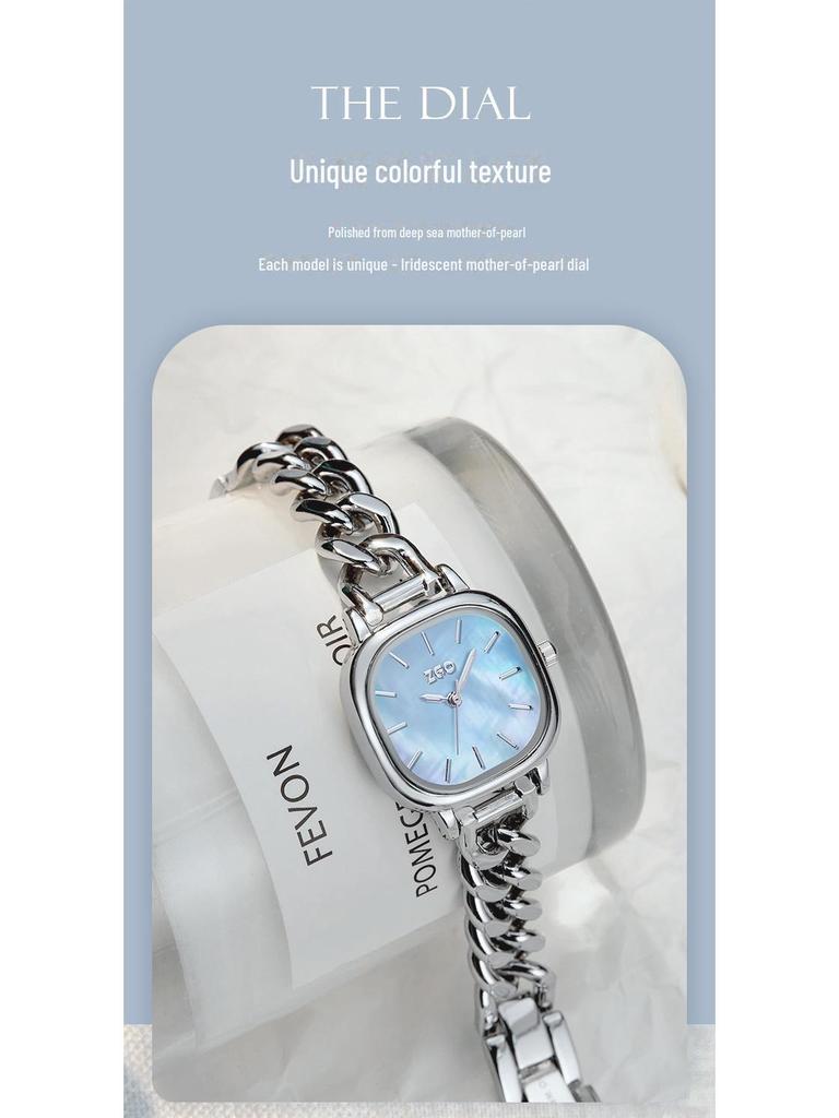 Zhenggang ZGO Damen Leichte Luxus Quadratische Uhr - Perlmutt Armbandstil