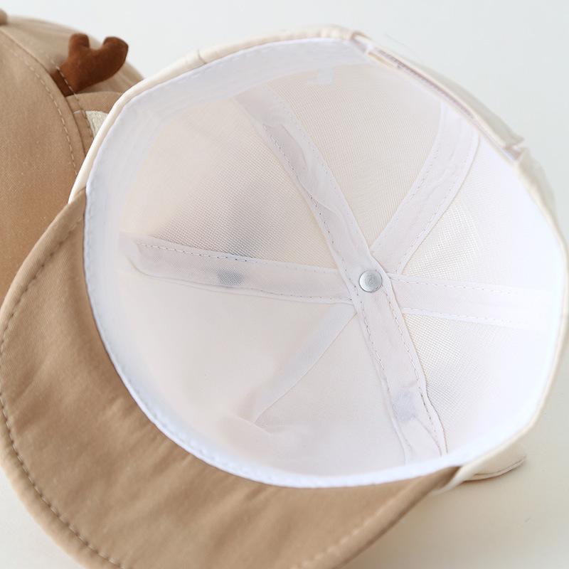 Toddler Duckbill Hat with Soft Brim, Cartoon Antlers Embroidery, Unisex Spring/Autumn Baseball Cap for Infants and Children