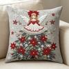 Cute 2D Flat Printing Christmas Pillow Covers Soft Flower Throw Cushion Case Ball Square Xmas Tree Pillowslip Car