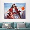 Jesus And Satan Playing Basketball Hanging Cloth Decorative Poster Christian Fun Wall Decoration Aesthetics Tapestry Art