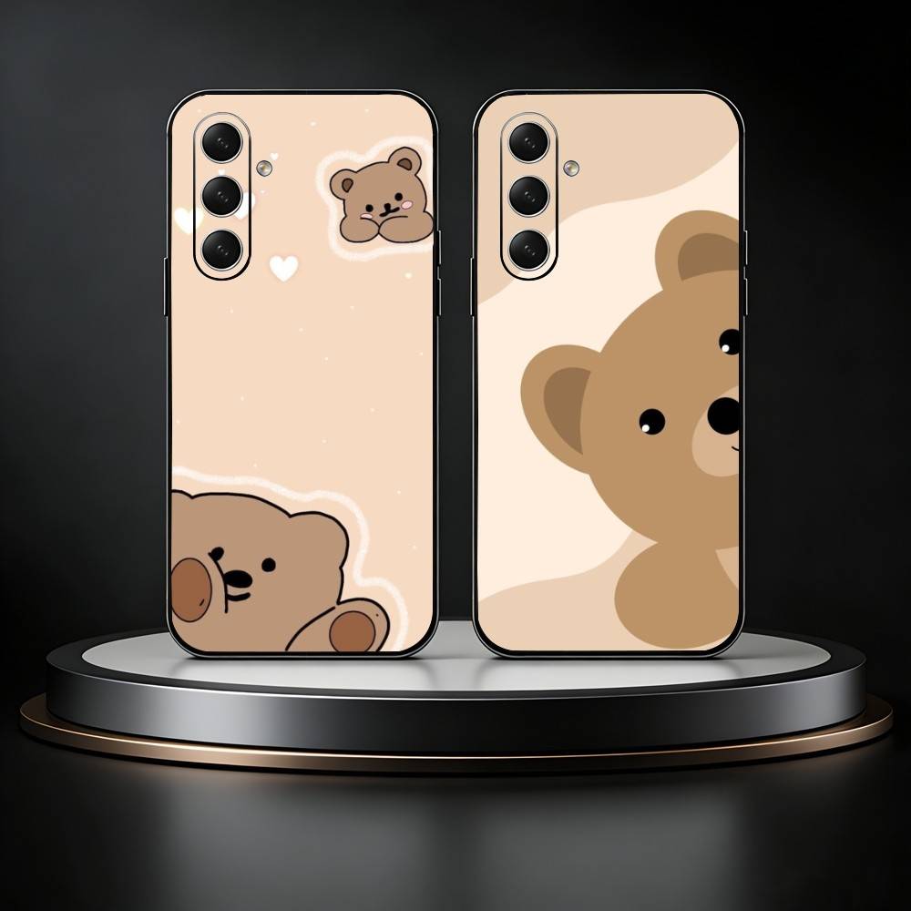 Cute Brown Bear Phone Case For Samsung Galaxy A73,21,22,32,71,53,52,51,80,5G Soft Black Cover