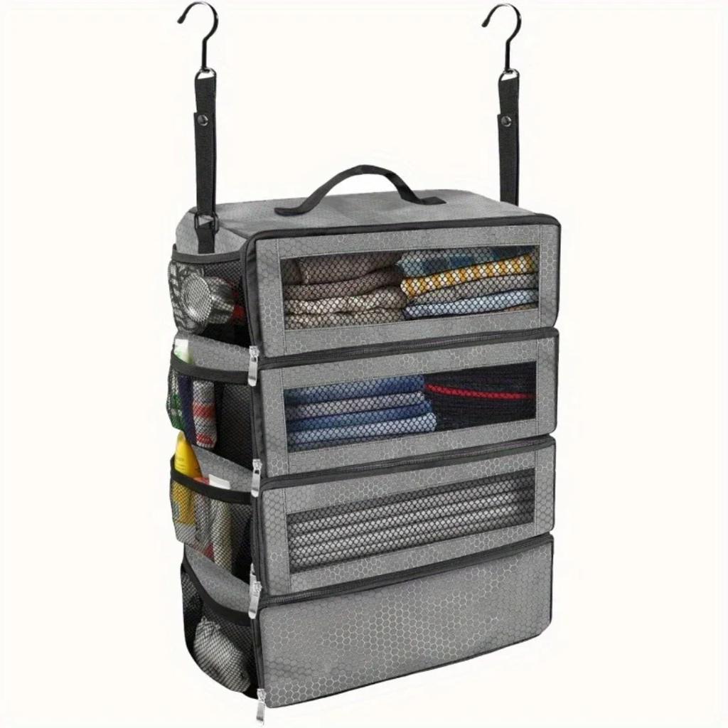 Suitcase Organizer High-capacity Travel Luggage Organizer Hanging Shelve Packing Cube Closet Collapsible Hanging Storage Bags
