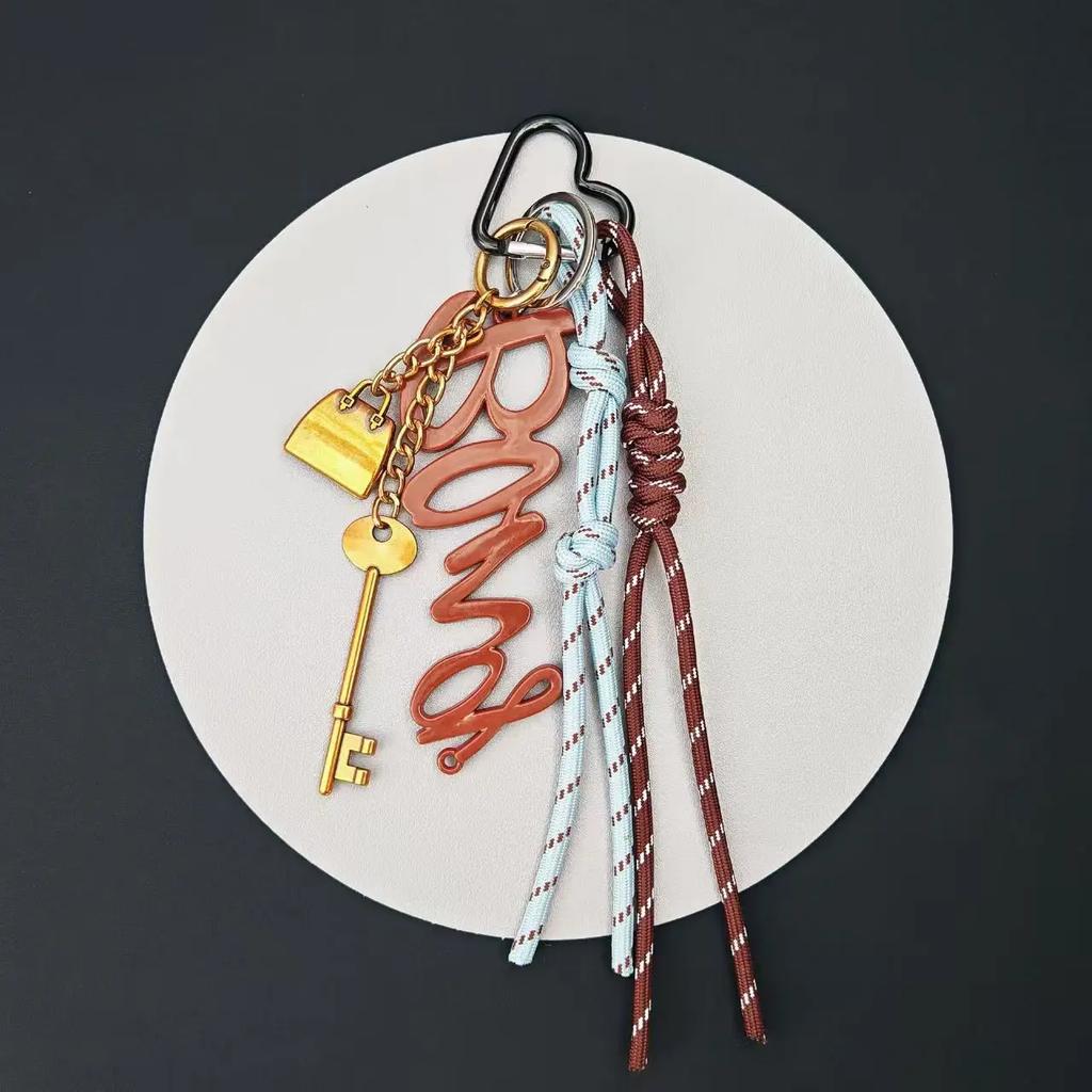 Retro Key chain bowknot afternoon tea Pendant tassels braided rope decoration Backpack accessories