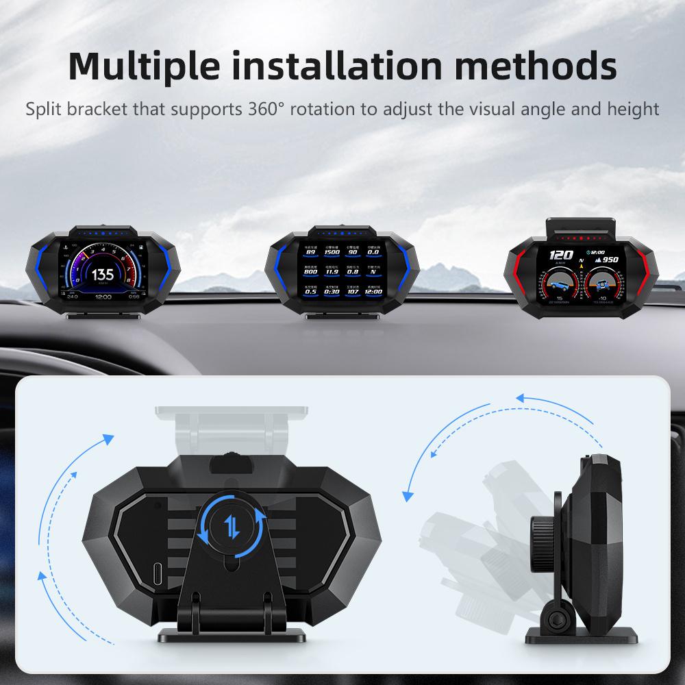 Car OBD Head Up Display HUD Speedometer Water Temp Fuel Consumption Slope Meter