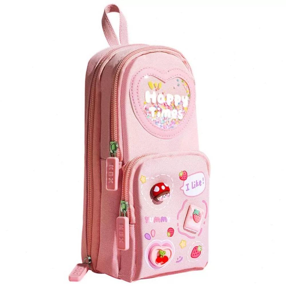 6 Pockets 3 Layers Pencil Case Cute Organizer Storage Bag Backpack Shape Cartoon Pen Box  Girls