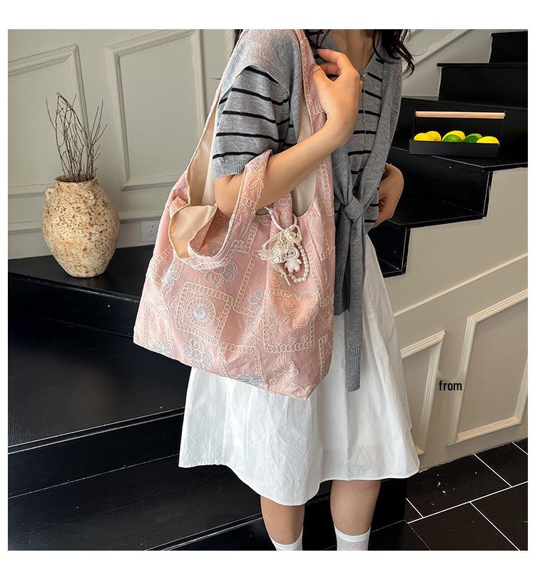 Korean Style Minimalist Large Capacity Printed Shoulder Tote Bag for Women