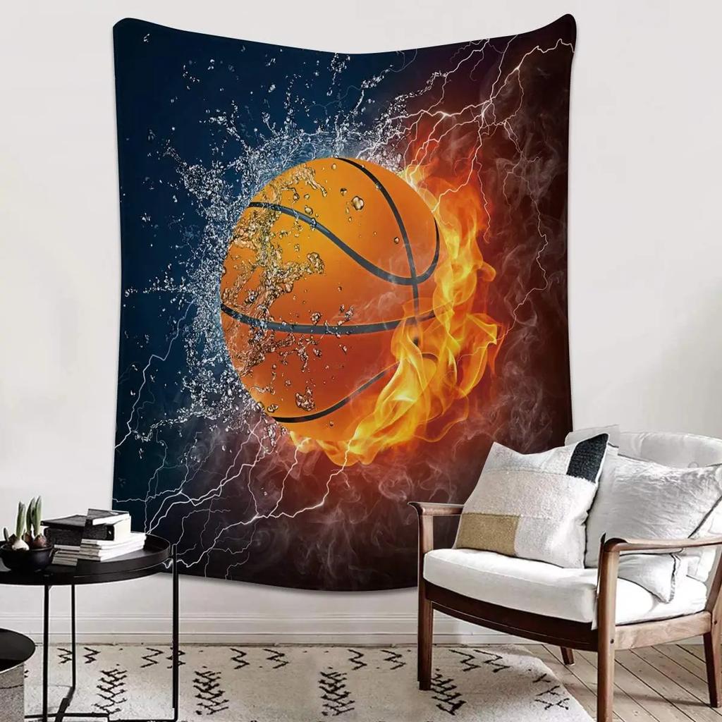 Flannel Fleece Bed Blankets Lightweight Cozy Throw Blanket for Couch Sofa Bedroom Adults KidsFire Basketball Twin Size 40"x50"