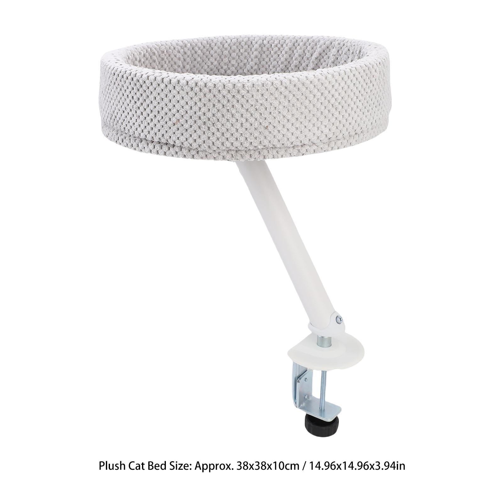 Cat Desk Bed Winter Iron + Plush Stable Frame Adjustable Clamp Soft Plush Kitty Desk Nest Perch for Home Office