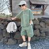 Conjunto de Ropa Casual de Verano para Niños Camiseta de Algodón con Letras de Manga Corta Pantalones Cortos Traje de 2 Piezas para Niños de 4 a 14 Años Trajes Infantiles