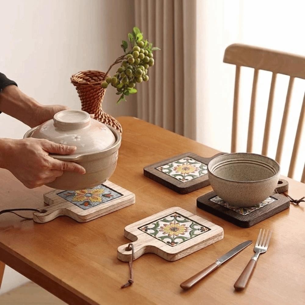 Heat Resistant Insulation Mat Retro Wooden Placemat Hot Tea Water Cups Wood Coaster  Coffee Cup