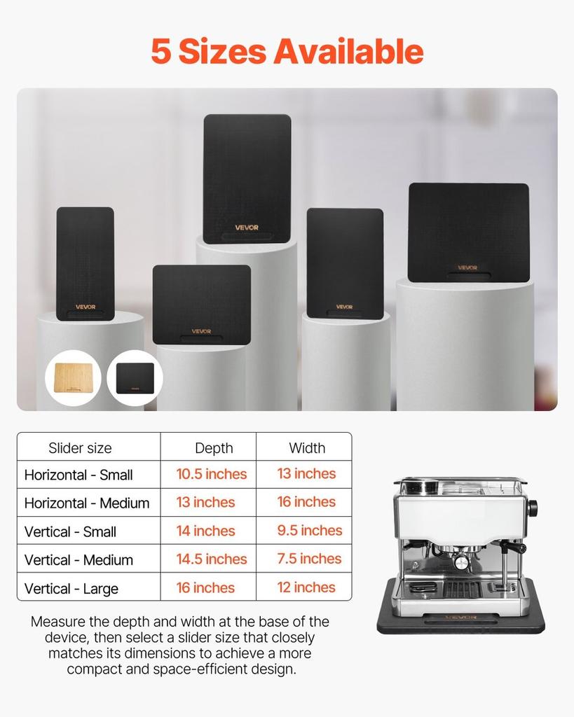 Appliance Slider 10.5 X 13 In Sliding Tray for Coffee Maker Black