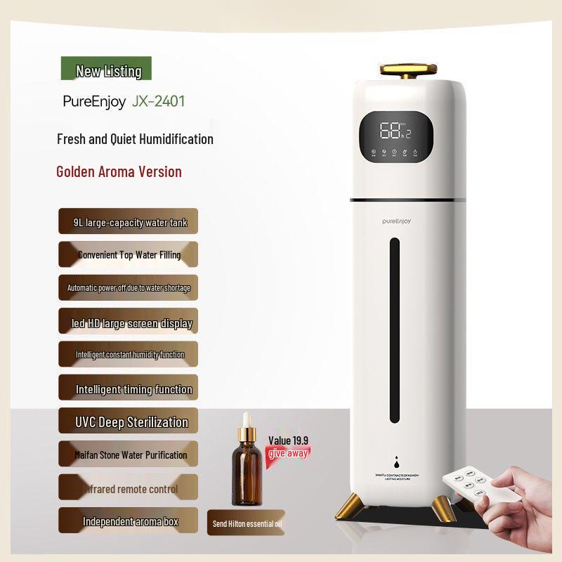 Silent Floor-Standing Home Air Humidifier with Large Mist, Sterilization, and Easy Water Refill for Bedrooms and Nurseries