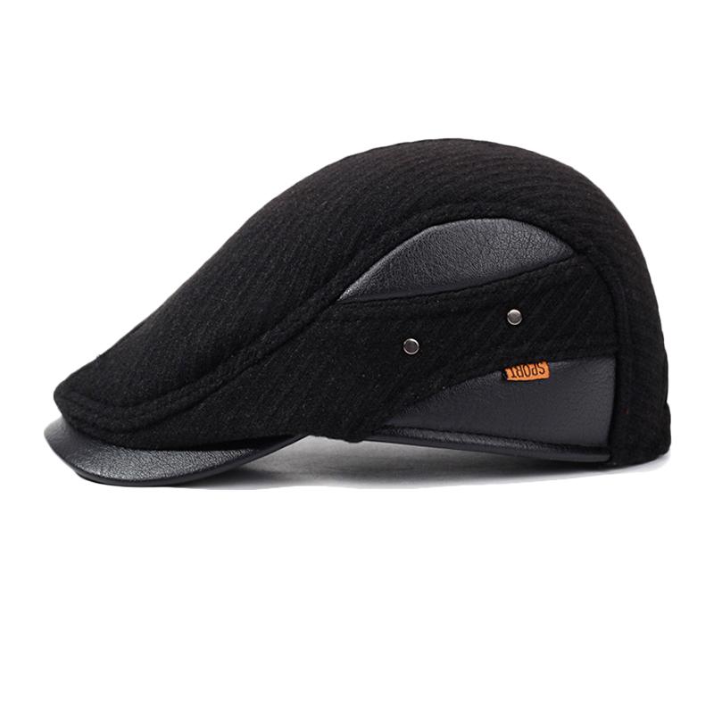 Men's Cap Middle-Aged Winter Outdoor Peaked Cap Cold-Proof Warm Velvet Thick Ear Protection Forward Cap