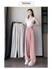 Women's High-Waist Summer Silk Wide-Leg Floor-Length Pants, Versatile & Slimming (Style 66248#)