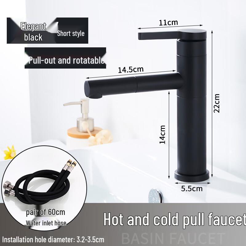 TLXT Black Pull-Out Basin Faucet