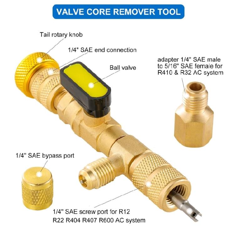 HVAC Maintenance Tool Kit with Valves Cores Removal Tool And Hex Adapters HVAC Service Wrench For Refrigeration Systems