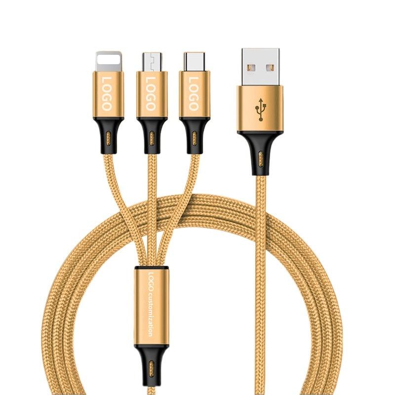 3 In 1 Usb Cable Micro Usb Type C Charger Cable Multi Usb Port Fast Charging Cord For Iphone 11 12 13 Pro Max Xiaomi Samsung