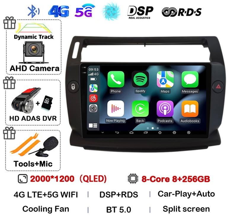 Android 14 Carplay For Citroen C4 C-Triomphe Quatre 2004-2014 Car Radio Multimedia 2Din DVD Audio Video Player Head Unit Stereo