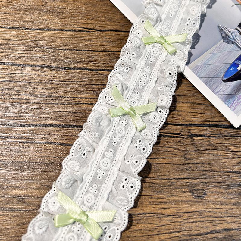 1Yard 5.5Cm Wide Luxury 3D Pleated Pink Lace Embroidered Bows Applique Ribbon Women Dress Cloth Trim Diy Home Sewing Supplies