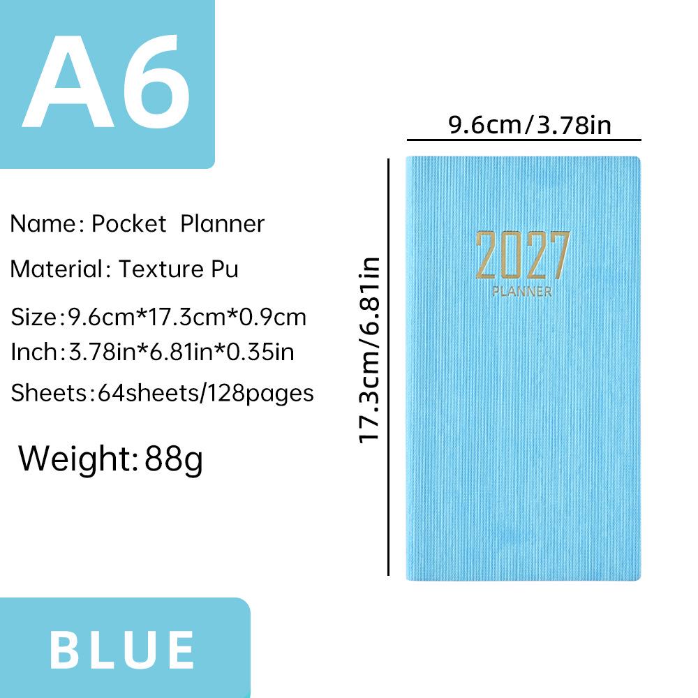 In-Stock 2027 A6 Slim Weekly Planner - English, PU Cover, Portable