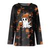 Women's Fashion Long Sleeve Tunic Top with Halloween Print and Side Slits - Round Neck Blouse for Party