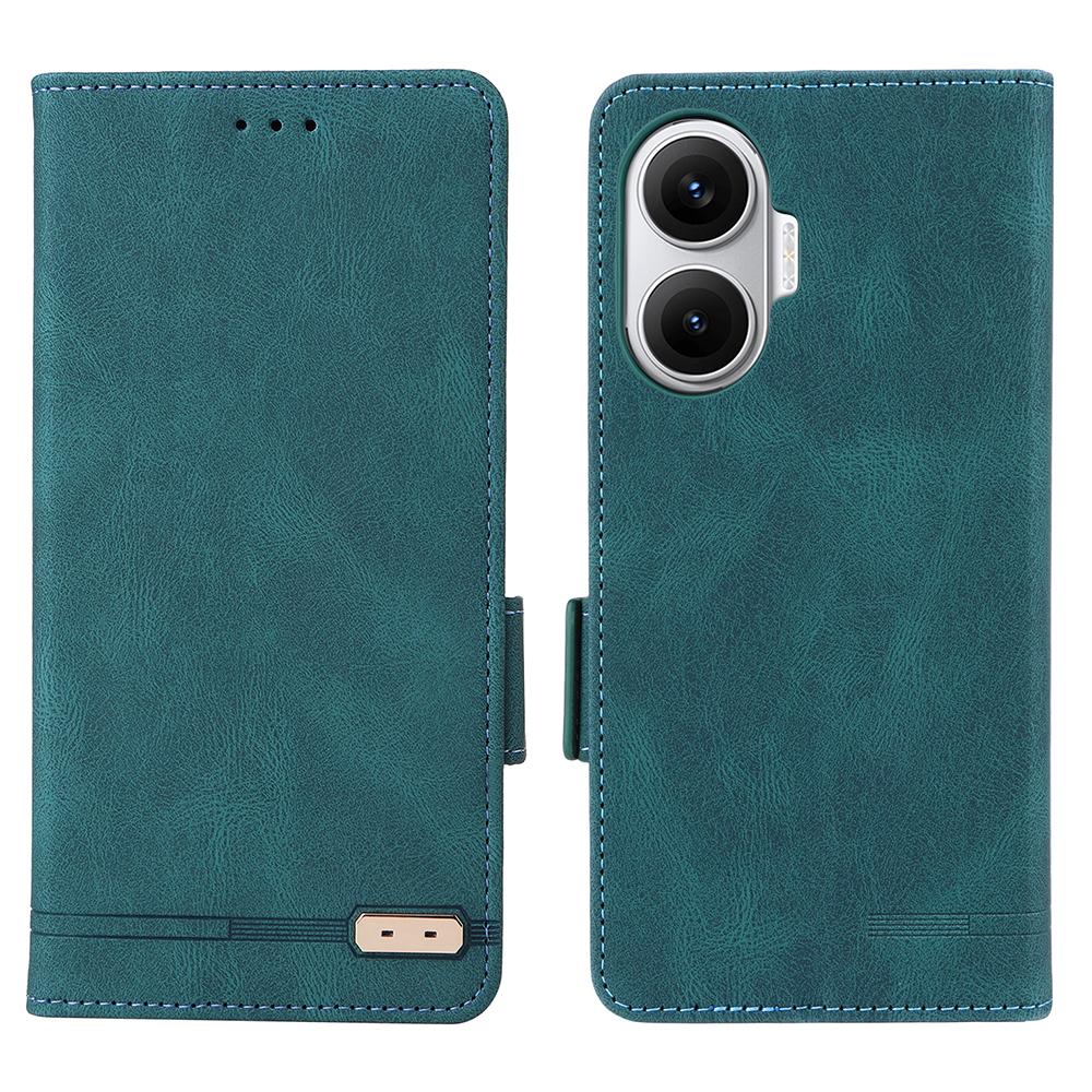

For Xiaomi Poco F7 5G/Redmi Turbo 4 Pro 5G Case Leather Wallet Flip Phone Cover with Hardware Decor Blue