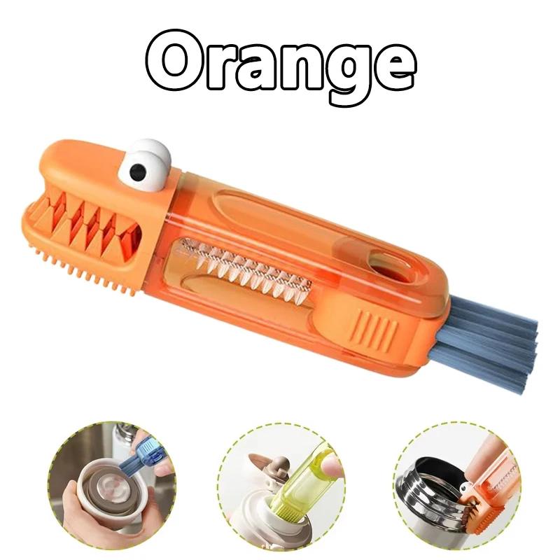 

3 In 1 Multifunctional Cleaning Brush Tiny Bottle Cup Lid Detail Brush Straw Cleaner Tools Household Kitchen Cleaning Tools оранжевый