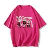 Ladies Summer Short Sleeve Round Collar  Cartoon Rabbit Printed Loose Pullover Casual T Shirt Top