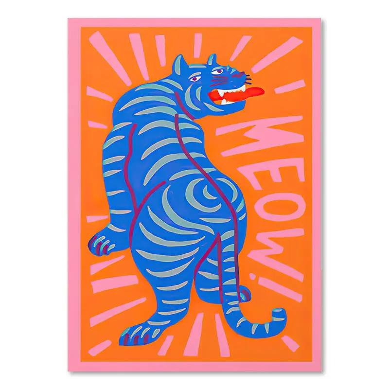 Buntes Abstraktes Poster Tiger Leopard Schlange Tropischer Dschungel Leinwandbild und Drucke Wandkunst Bilder Wohnzimmer Dekoration