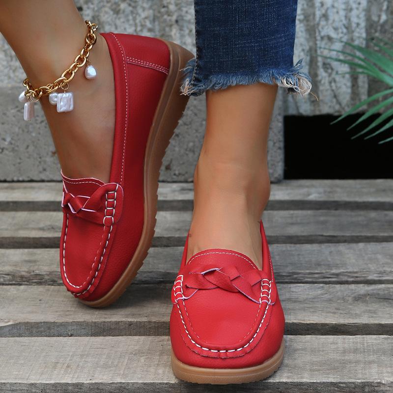 Large size single shoes women's summer new fashion retro style woven one-pedal women's shoes