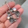 Vintage Silver Color Boho Round White Stone Carving Dangle Earrings for Women Jewelry