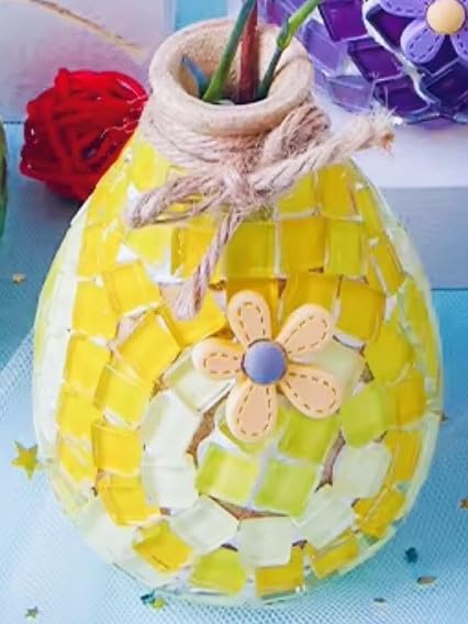 Mosaic Flower Vase DIY Mosaic Tile Craft Flower Vase Handmade Independent Interior Popular Gift for and Boys Kit, Kit, Craft, Craft, Study, Design,