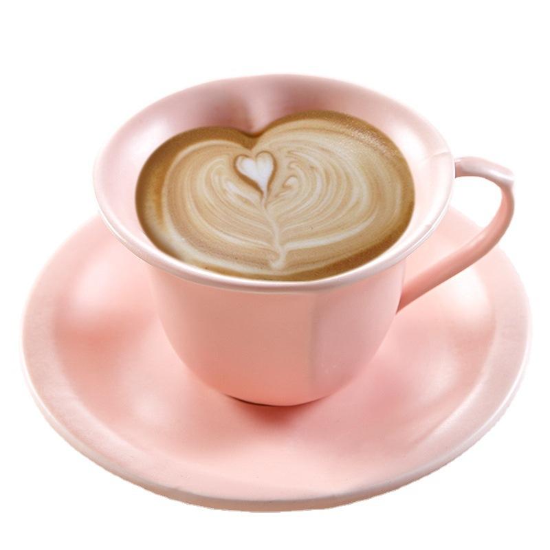 Новый европейский кофейный набор, креативная кофейная чашка, керамический кофейный набор в форме сердца, английская кофейная чашка. matte white [cup + saucer] белый